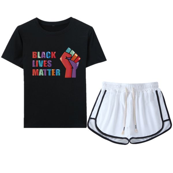 

i cant breathe series t-shirt two-piece black lives mattert shorts set 9426, Gray