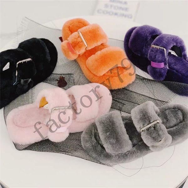 

fashion brand 2019 designer fuzz yeah women slipper slide winter wgg slippers sandals shoes australia fluff girl girls sneakers chaussures, Black