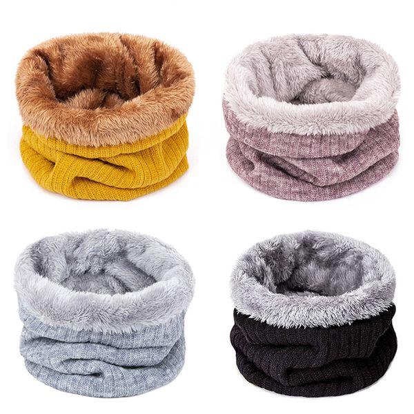 

evrfelan fashion women's winter knit ring scarf men solid color neck scarf soft plus thick warm scarves boys girls, Blue;gray