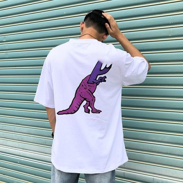 

new back dinosaur letter print tee men's designer t shirts women's black and white hip hop short sleeve hfsstx245, White;black