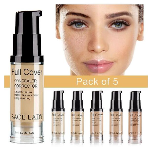 

sace lady 5 color liquid concealer full cover face cream flawless makeup 6ml
