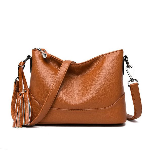 

female bag 2020 messenger bag women's pu leather small casual crossbody for women tassel shoulder bolsa feminina fashion
