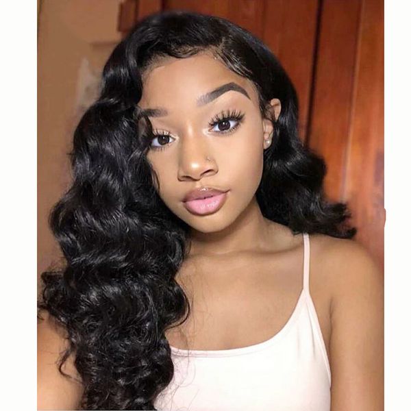 Natural Looking Soft 13 3 Long Body Wave Hair Black Color Heat Re
