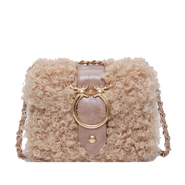 

plush small bag female 2019 new korean version of the ladies messenger bag fashion chain small square