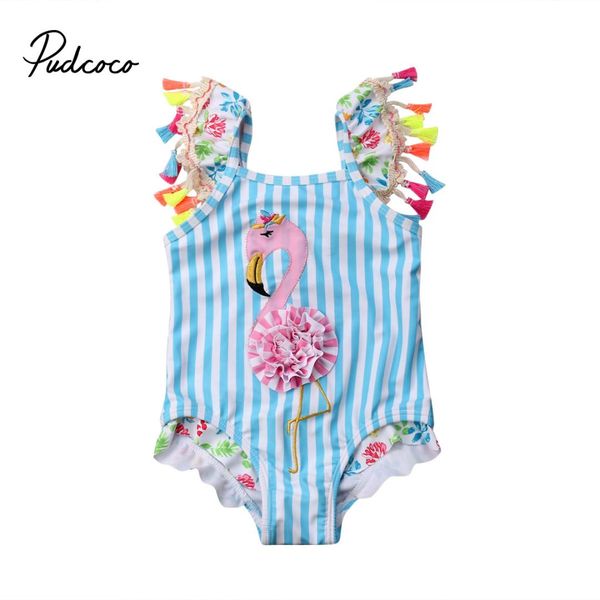 

6m-5t flamingo girls kids swimsuit cartoon bathing suit print children swimwear bikini tankini baby girl summer swimming costume, Black