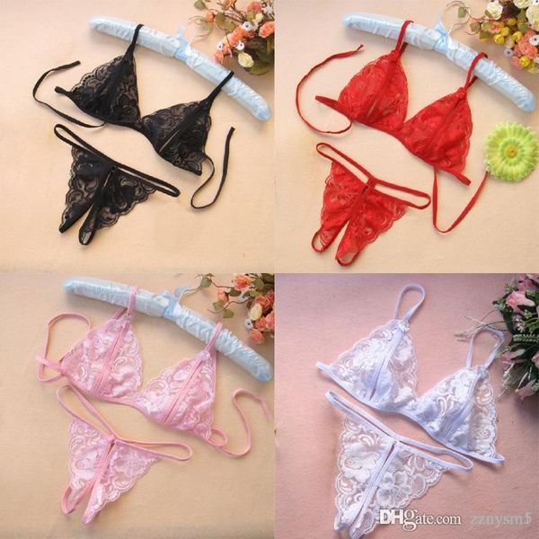 

lingerie blossom lace women' bikini bra t-back g-string underwear 1 setÂ underwear three-point open-end breast-exposed bikini, Red;black