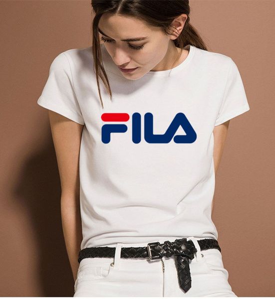 

adidas adidas fila fila весна лето письмо печатных женщин футболка корейский стиль уличная одежда с коротким рукавом женская повседневная фу, White
