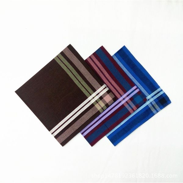 

12pcs 43 * 43cm pure cotton men's handkerchief square scarf dark stripes, White