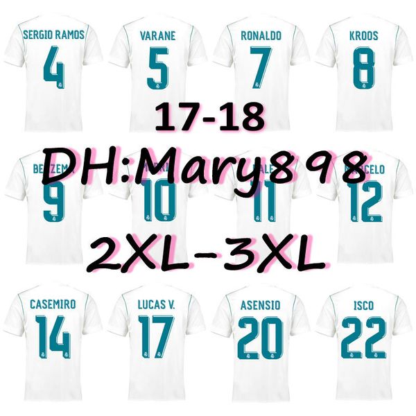 

thai real madrid home soccer jerseys 17 18 hazard modric camiseta de football jersey 2017 2018 bale isco james football shirt 2xl 3xl, Black;yellow