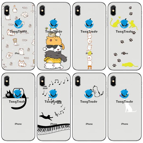 

tongtrade] soft silicone tpu case for iphone 11 pro max x xs 8 7 6s 6p 5s 5p samsung s10 5g cartoon cute lovely kitten cat painted case