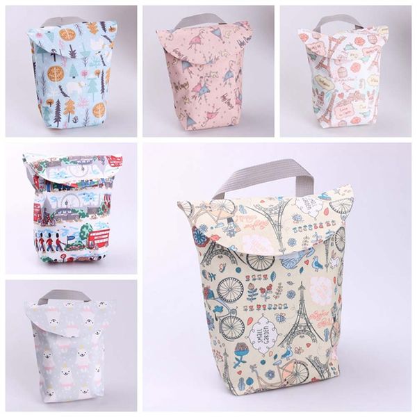 

waterproof reusable cartoon printed pocket nappy bags travel wet dry bags baby multi-functional mommy diaper bag