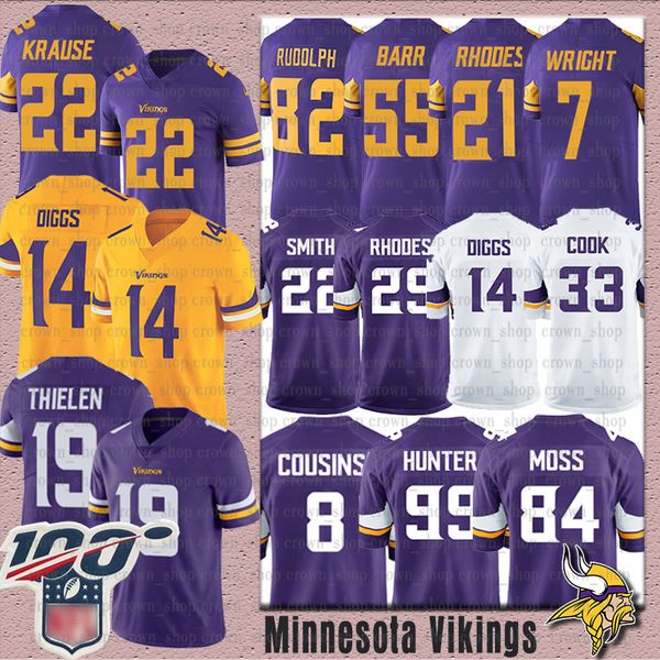 

19 adam thielen viking jersey 14 stefon diggs 22 harrison smith 29 xavier rhodes 82 kyle rudolph danielle hunter 55 anthony barr, Black;red