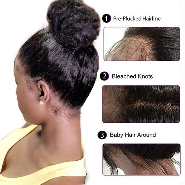 

360 lace frontal wig brazilian straight lace wigs 360 long lace human hair wigs for black women with baby hair remy hair