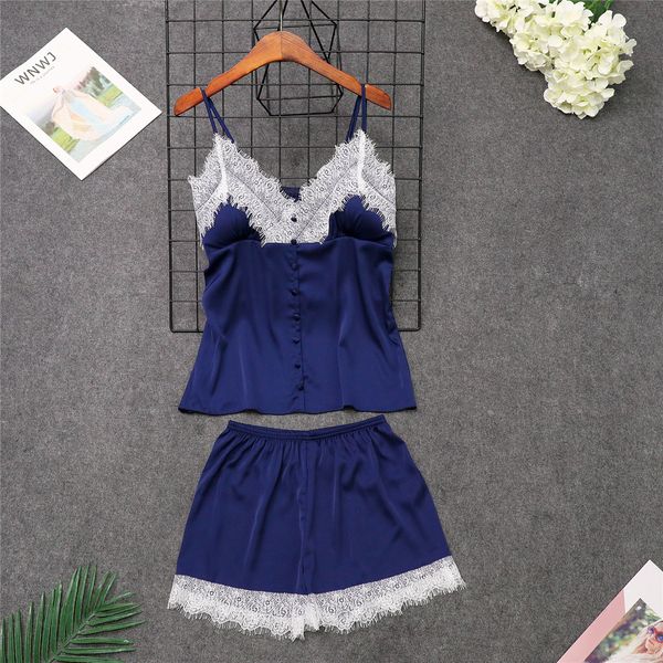 

черные летние сексуальные пижамы халат пижамы наборы сна женские 2шт ремень топ брюки костюм повседневная домашняя одежда пижамы банное плат, Black;red