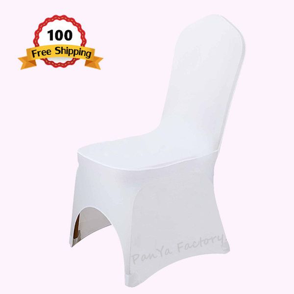 

100 pcs universal white stretch polyester wedding party spandex decor chair covers for weddings banquet l event decorartion