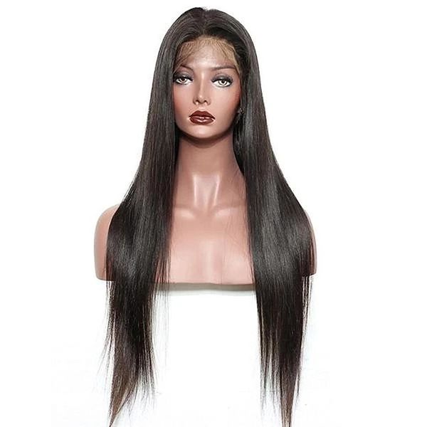 

24inch virgin remy silky straight natural black lace front human hair wig with baby hair lace closure wigs for black women