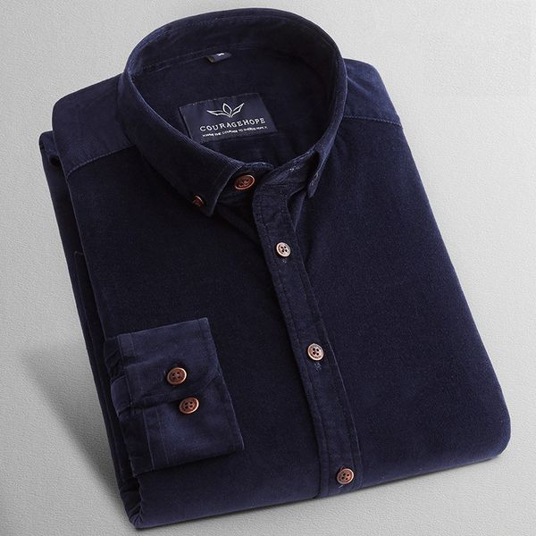 

2017 corduroy men shirts cotton mens dress shirts solid color long sleeve vintage flannel casual shirt men slim fit 4xl x570, White;black