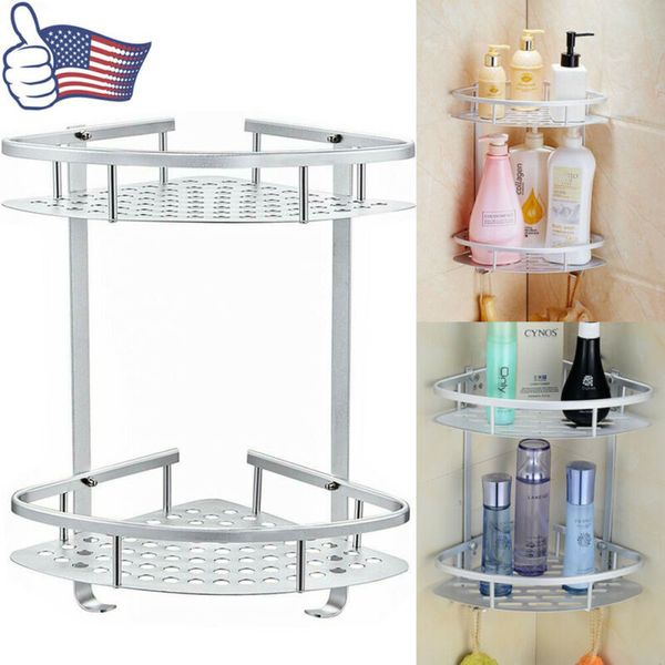 

dropship no rust bathroom corner shelf storage 2tier shower caddy organiser uk