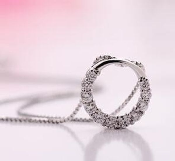 

round ring silver pendant no chain 925 sterling silver round drill plating white copper crystal living magnet glass christmas halloween gift