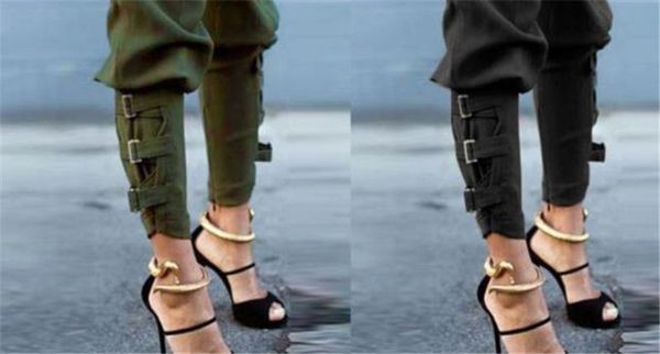 

designer solid color pants bandage womens pencil pants mid waist elegant streetwear females clothing, Black;white