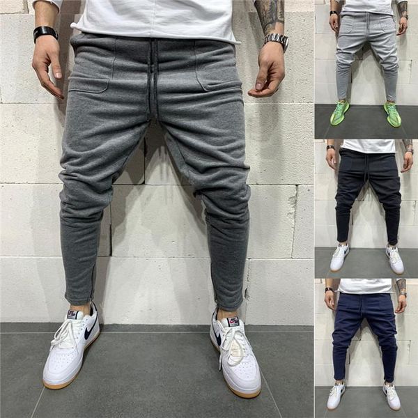 

брюки повседневной молнии карман карандаш брюки весна осень sweatpants joggers pantalon homme брюки мужчины спортивной одежда твердые мужчин, Black