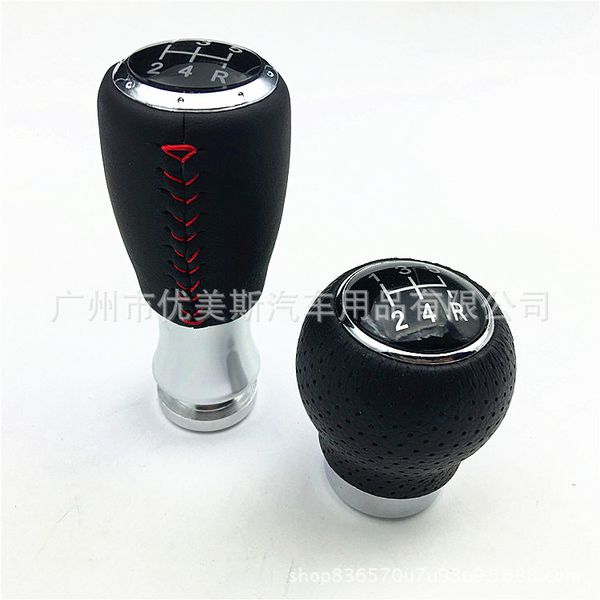 

universal car mt black shift knob manual gear stick shifter lever leather hnadle