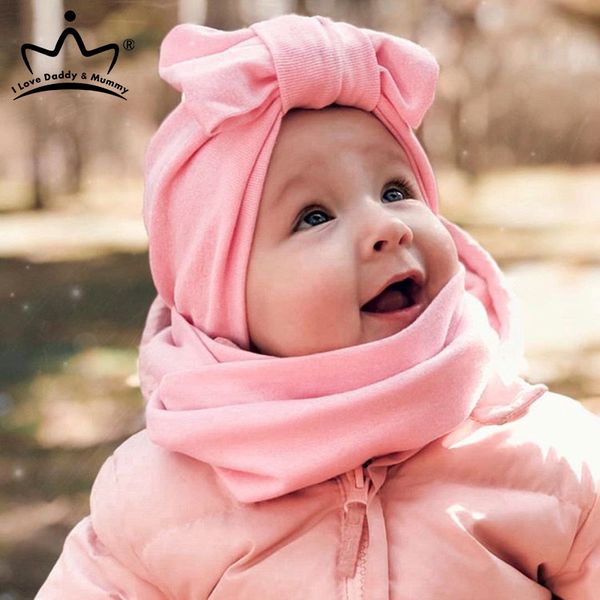 

autumn winter warm baby hats for girls infant cute bowknot hat solid color kids beanie wool thick warmer cap, Yellow