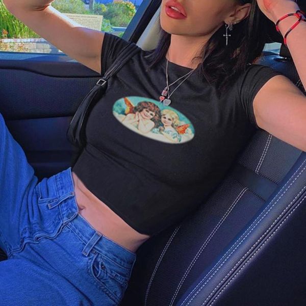 

crop женщины sexy top йога рубашка see 2020 нового прибытия с коротким рукавом печатный тонкий o-образным вырезом рубашки женщин 4 цвета, White;red