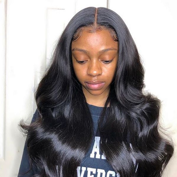 

body wave фронт шнурок человеческих волос для чернокожих женщин бразильских коротких длинных природных afro волнистого парик pre щипкового r, Black