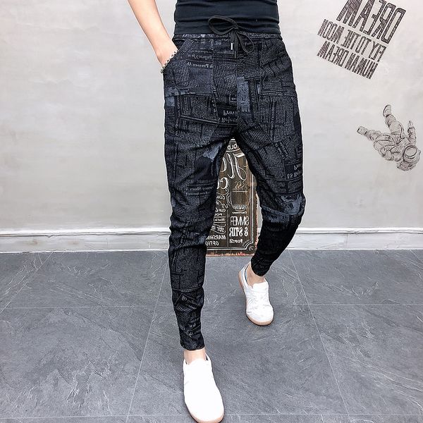 

fashion streetwear men trousers 2019 autumn letter print men joggers pants casual hip hop sweatpants male black jeans clothing