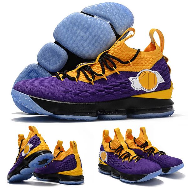 

new 15 xv ep los angeles home yellow purple orange basketball shoes athletic mens trainers 15s sports size 7-12