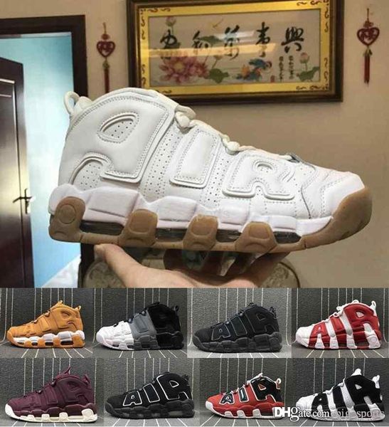 

2019 New 96 QS Olympic Varsity Maroon more Mens Basketball Shoes 3M Scottie Pippen air Uptempo Chicago Trainers Sports Sneakers Size 40-47