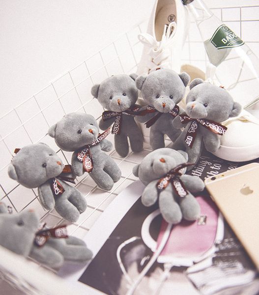 

korea bear 10/20pcs 12cm lovely exquisite small pendant plush toy teddy bear,wedding bouquet animal soft doll keychain girl gift