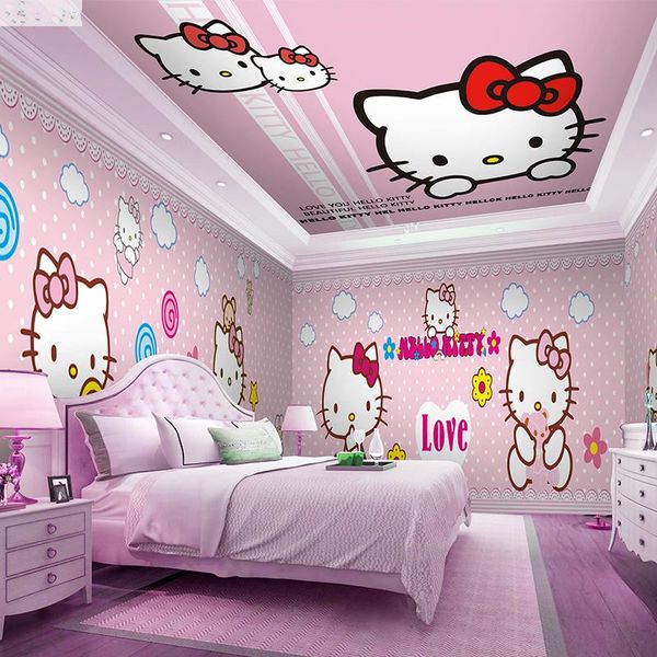 2019 Children S Room Wallpaper Cartoon Wallpaper Girl S Bedroom Mural Hello Kitty Cat Net Red Princess Room Wallpaper From Mflower 21 32
