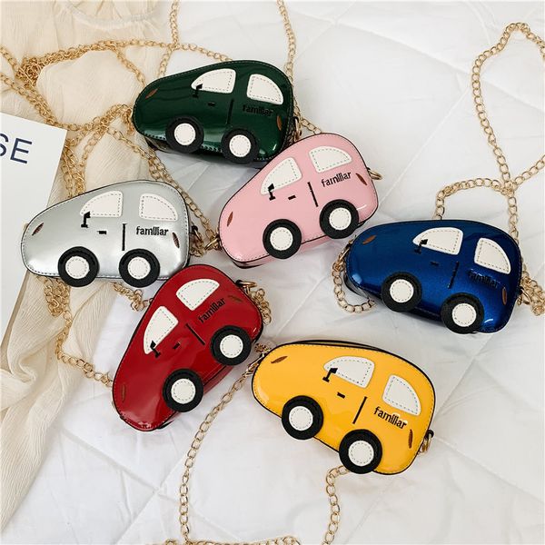 

2020 spring children's crossbody bag creative patent leather car children's bag princess street purse