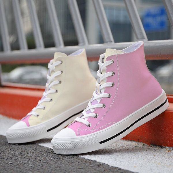 

2019 new uv tangren street fluorescent color canvas high helper shoes men and women couple low helper shoes limited edition good quality, Black