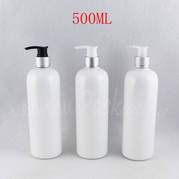 500ml White Round Shoulder Plastic Bottle 500cc Shower Gel