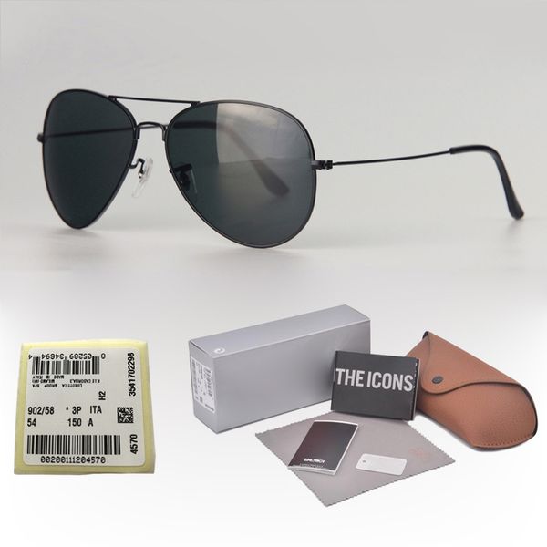 

Brand design Sunglasses Men Women Classic Pilot Sun glasses Driving glasses Metal Frame UV400 Mirror glass Lenses with Retail box and label