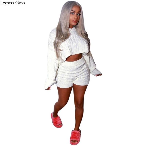 

2018 new women winter tracksuit knitted long sleeve sweaters bodycon shorts two pieces casual sets outfits 4 colors s-2xl m834 t200325