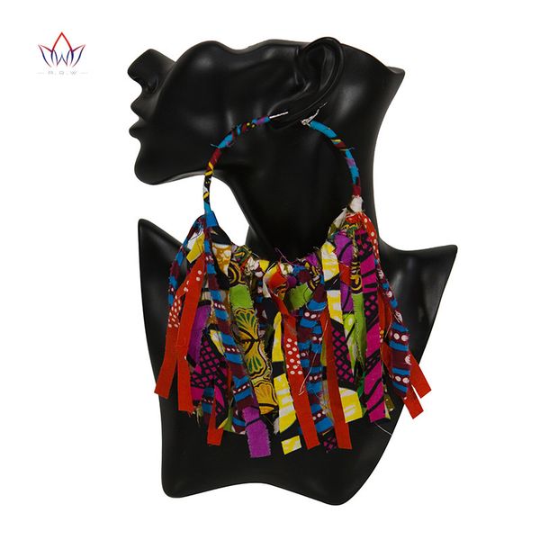 

2019 african cloth fabric earrings handmade earrings with tassels for women african print ankara big oversized earrings wyb1198, Silver