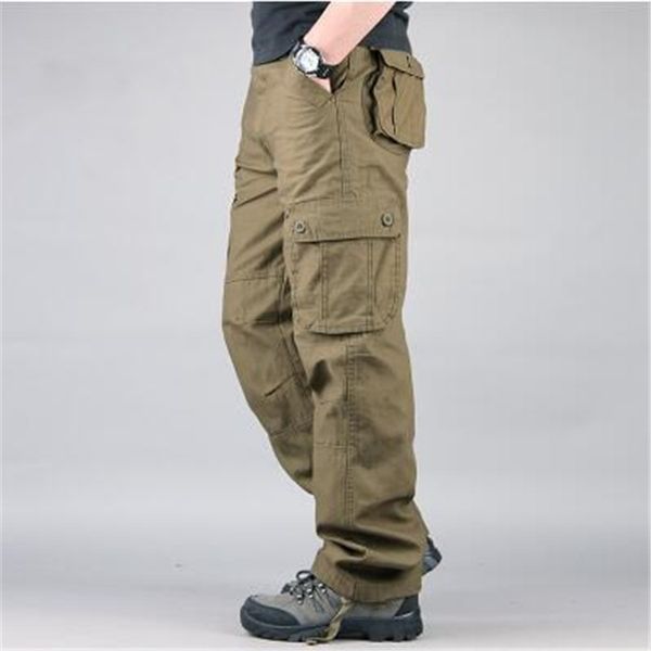 

new fashion style men's cargo pants casual large pockets tactical pants spring male cotton army trousers men, Black