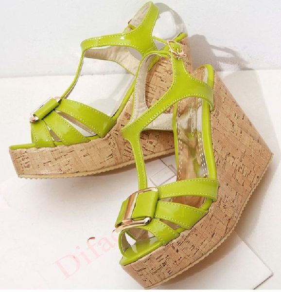 

2019 women's sandals in summer with new style thick bottom slope heel @21, Black