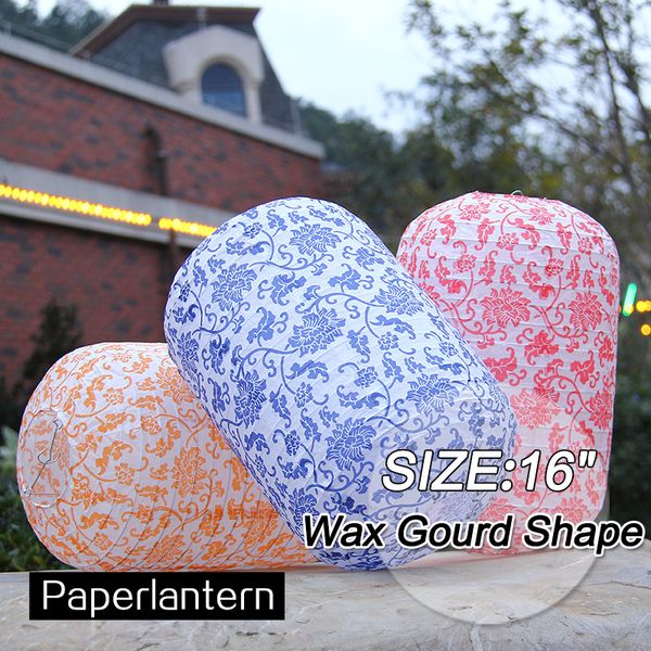 2019 16inch golden flower porcelain chinese new year decorations wax gourd shape paper lanterns wedding party decorations hanging lampions from flower shaped paper lanterns