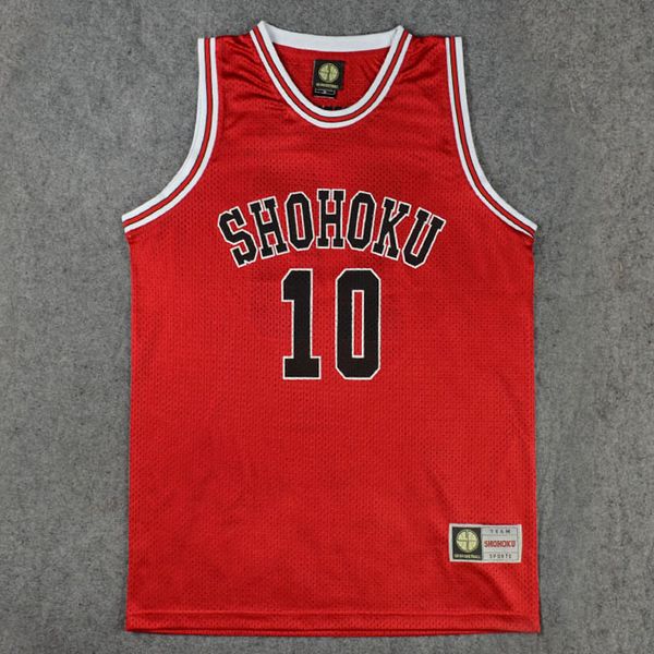 

slam dunk shohoku high school no.10 hanamichi sakuragi cosplay vest sd basketball jersey, White;black