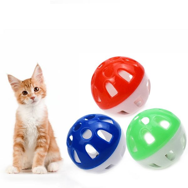 Decoração Toy Cat o sino colorido Pet Punny plástico do cão cor aleatória Pet Cat Bola Toy Sino yq01341