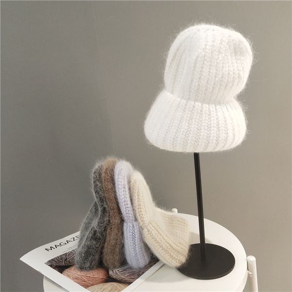 

hat woman pure color snow pear with long han edition warm winter fashion hair knitted cap edge hat gorro billie eili, Blue;gray