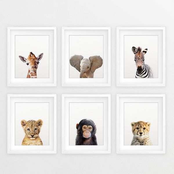 

сафари детские животные холст плакат питомник лев тигр стены искусства печати современная живопись животных nordic kid спальня украшения кар