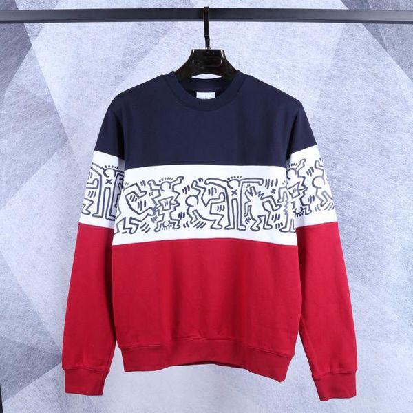 

лоскутная толстовки пуловер мужчина мужской марка повседневной толстовка мужчины пэчворк шаблон печать o-образного вырез мужских свитера тол, Black