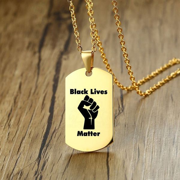 Gold Black Lives Matter Collana Protest Black Military Brand Women Fashion Hip Hop Jewelry Mens Collane con ciondolo in acciaio inossidabile 16 Design