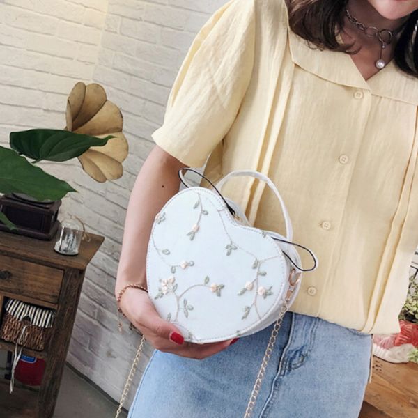 

1pcs girls heart sling chain bag pu shoulder handbag bag crossbody bags new